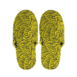 Yellow Banana Pattern Print Slippers