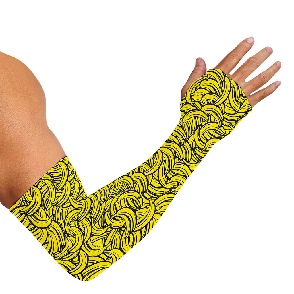 Yellow Banana Pattern Print Sun Protection Arm Sleeves
