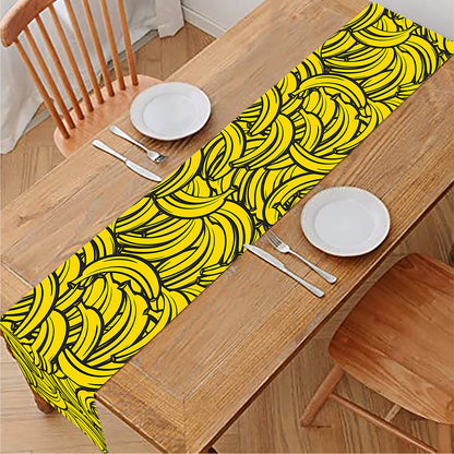 Yellow Banana Pattern Print Table Runner