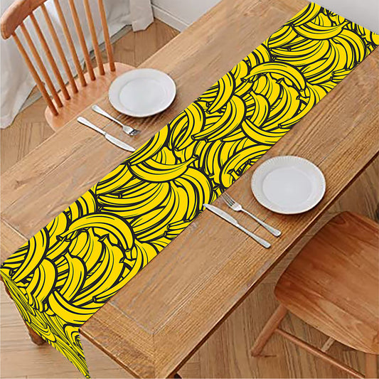 Yellow Banana Pattern Print Table Runner