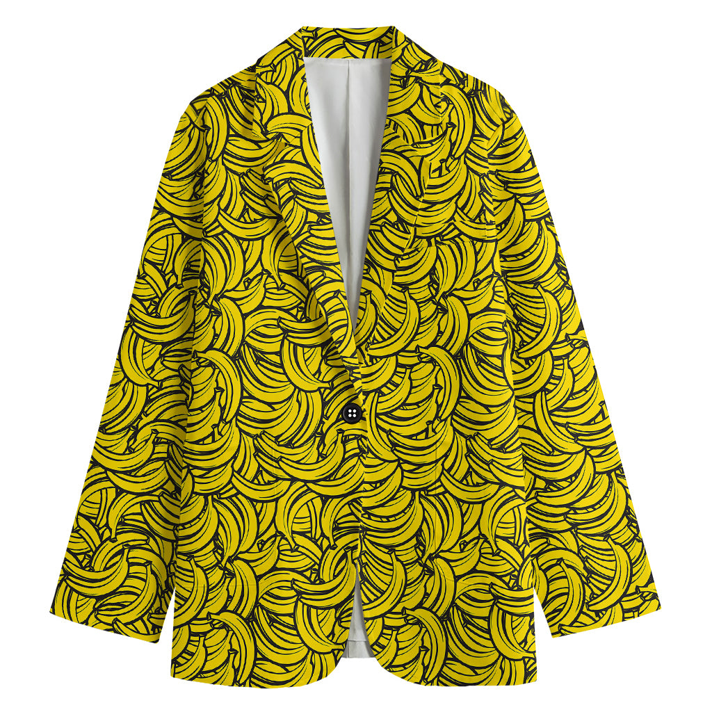 Yellow Banana Pattern Print Women's Blazer