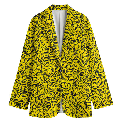 Yellow Banana Pattern Print Women's Blazer