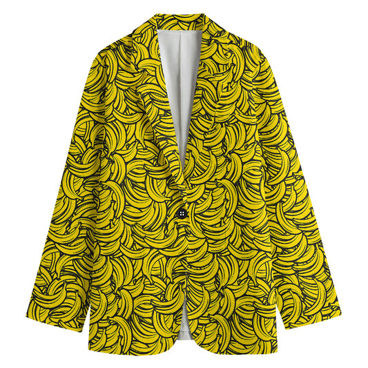 Yellow Banana Pattern Print Women's Blazer