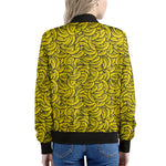 Yellow Banana Pattern Print Women's Bomber Jacket