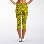 Yellow Banana Pattern Print Women's Capri Leggings