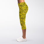 Yellow Banana Pattern Print Women's Capri Leggings