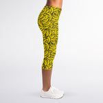 Yellow Banana Pattern Print Women's Capri Leggings