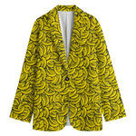 Yellow Banana Pattern Print Women's Cotton Blazer