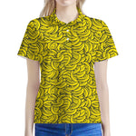 Yellow Banana Pattern Print Women's Polo Shirt