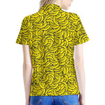 Yellow Banana Pattern Print Women's Polo Shirt