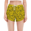 Yellow Banana Pattern Print Women's Split Running Shorts