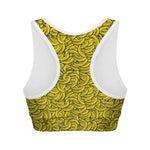 Yellow Banana Pattern Print Women's Sports Bra