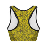 Yellow Banana Pattern Print Women's Sports Bra