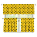 Yellow Bee Pattern Print 3 Piece Kitchen Curtains