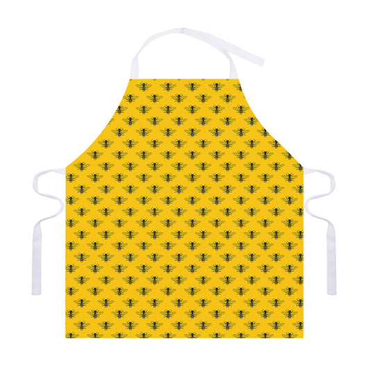Yellow Bee Pattern Print Adjustable Apron