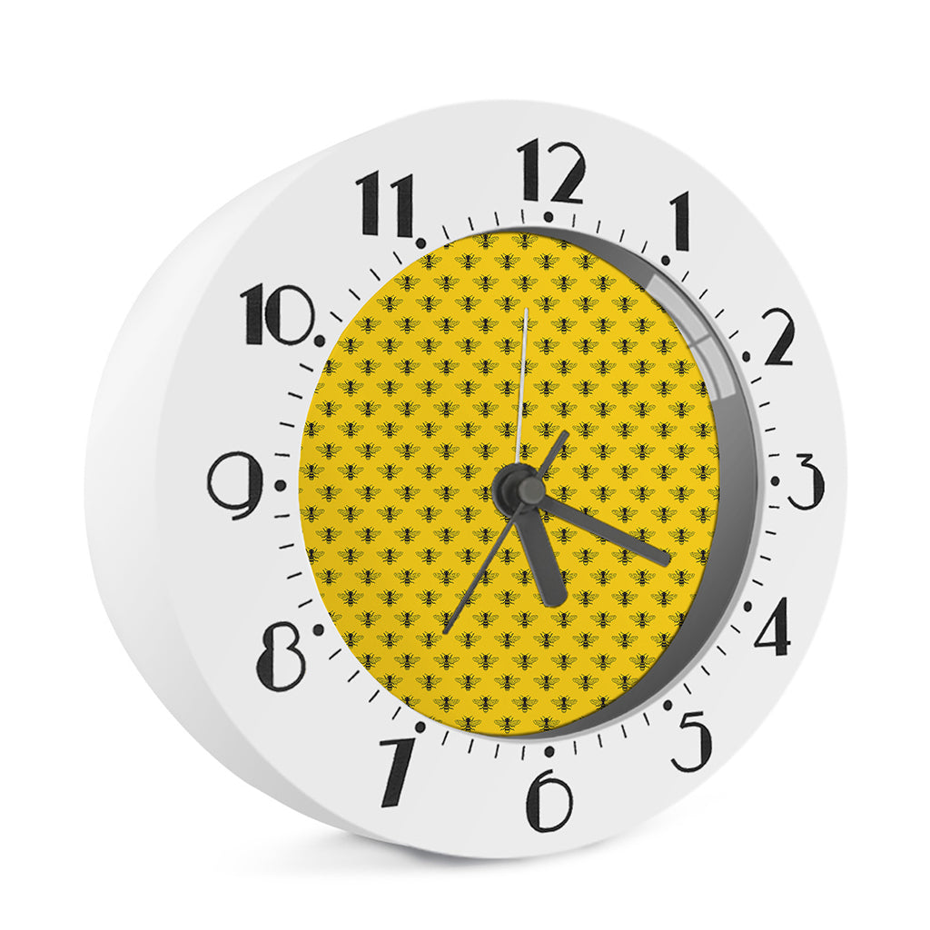 Yellow Bee Pattern Print Alarm Clock