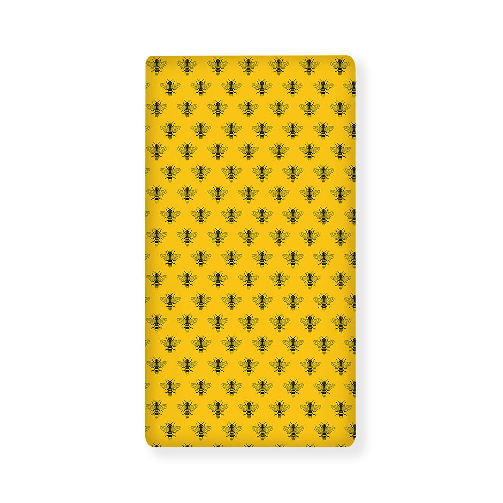 Yellow Bee Pattern Print Baby Crib Sheet
