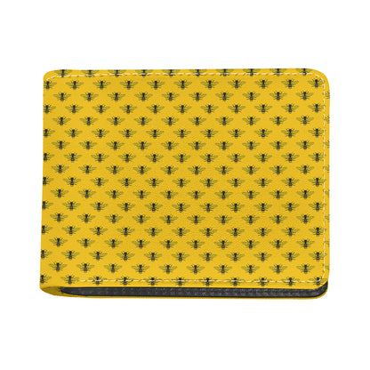 Yellow Bee Pattern Print Bifold Wallet