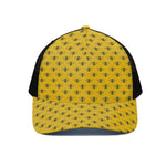 Yellow Bee Pattern Print Black Mesh Trucker Cap