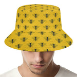 Yellow Bee Pattern Print Bucket Hat