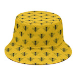 Yellow Bee Pattern Print Bucket Hat