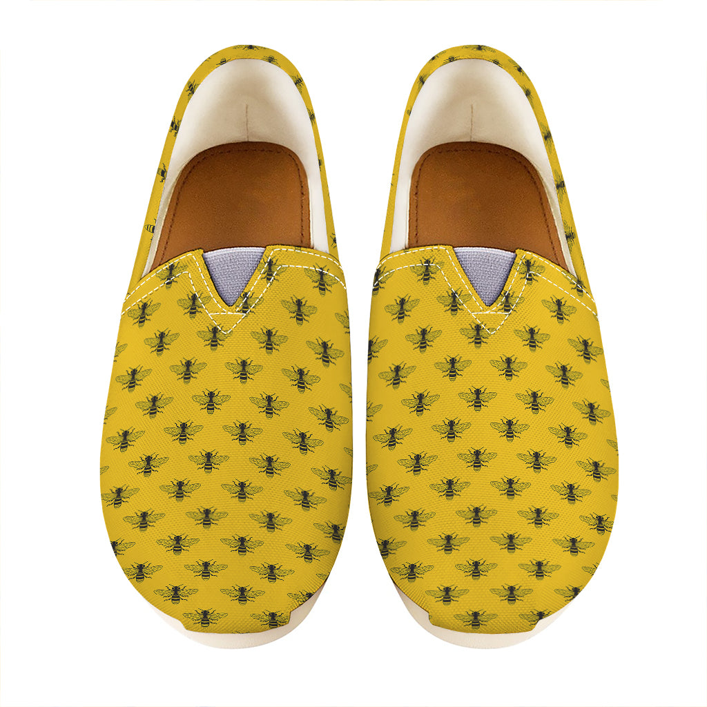 Yellow Bee Pattern Print Casual Shoes