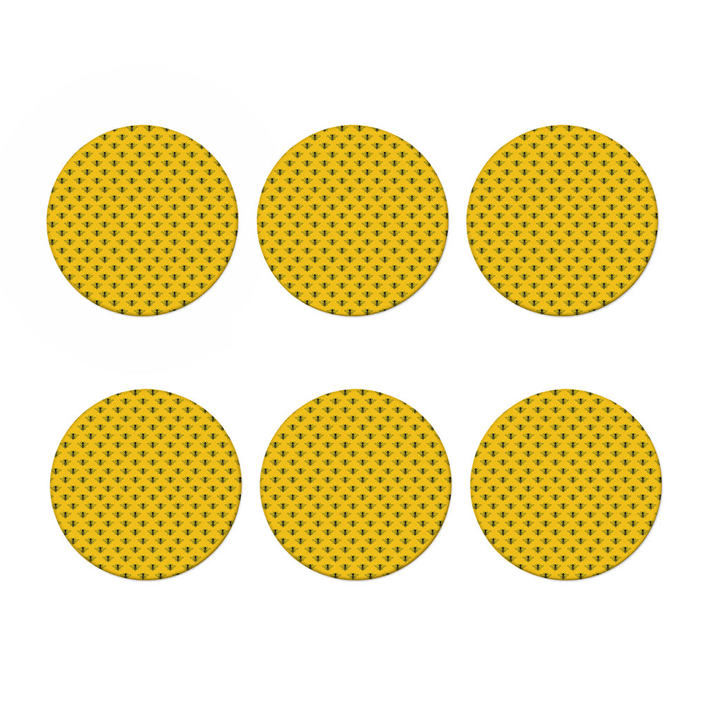 Yellow Bee Pattern Print Coaster Set