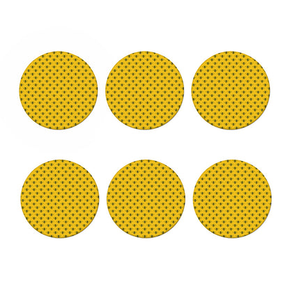 Yellow Bee Pattern Print Coaster Set