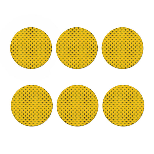 Yellow Bee Pattern Print Coaster Set
