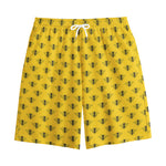 Yellow Bee Pattern Print Cotton Shorts