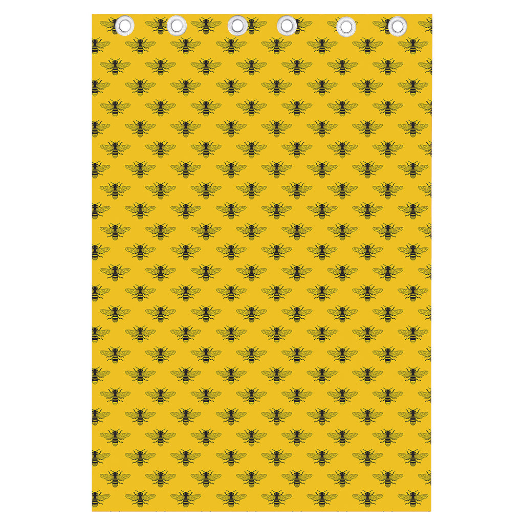 Yellow Bee Pattern Print Curtain