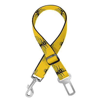 Yellow Bee Pattern Print Dog Seat Belt