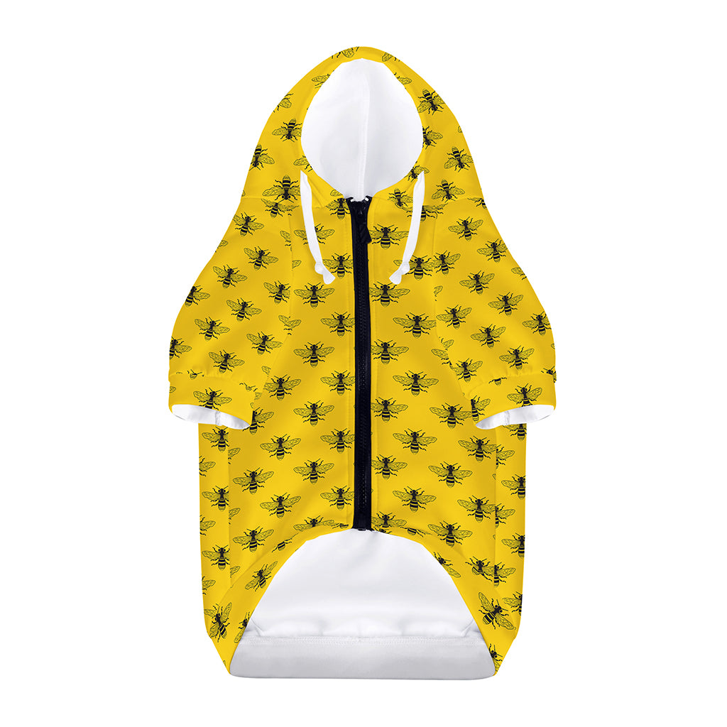 Yellow Bee Pattern Print Dog Zip Up Hoodie