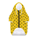 Yellow Bee Pattern Print Dog Zip Up Hoodie