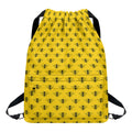 Yellow Bee Pattern Print Drawstring Backpack