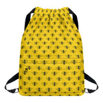 Yellow Bee Pattern Print Drawstring Backpack