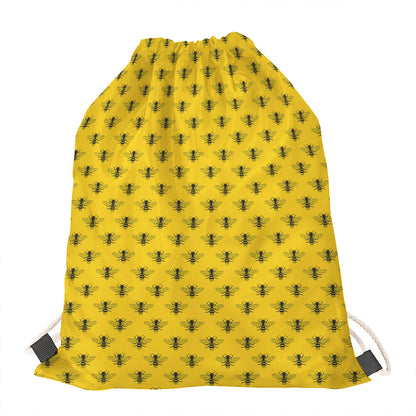 Yellow Bee Pattern Print Drawstring Bag