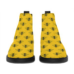 Yellow Bee Pattern Print Flat Ankle Boots