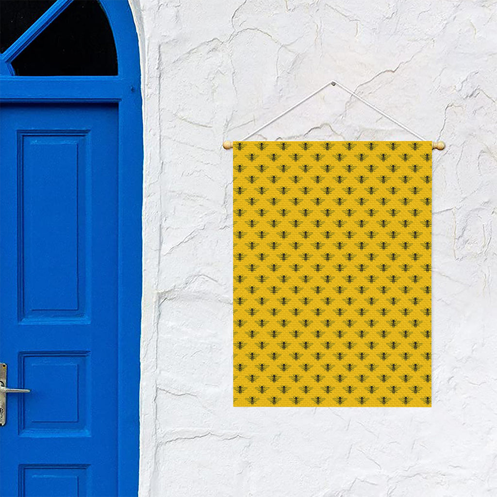 Yellow Bee Pattern Print Garden Flag
