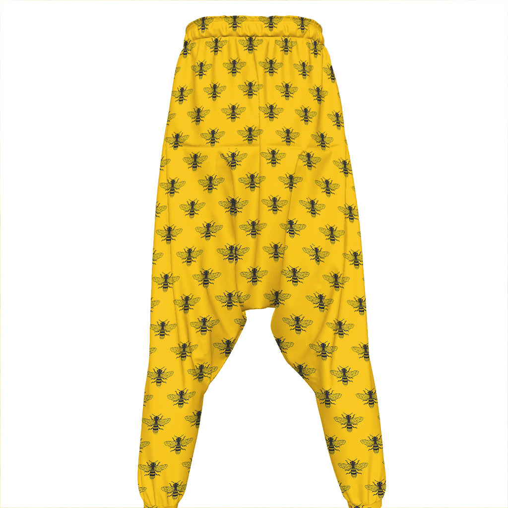 Yellow Bee Pattern Print Hammer Pants