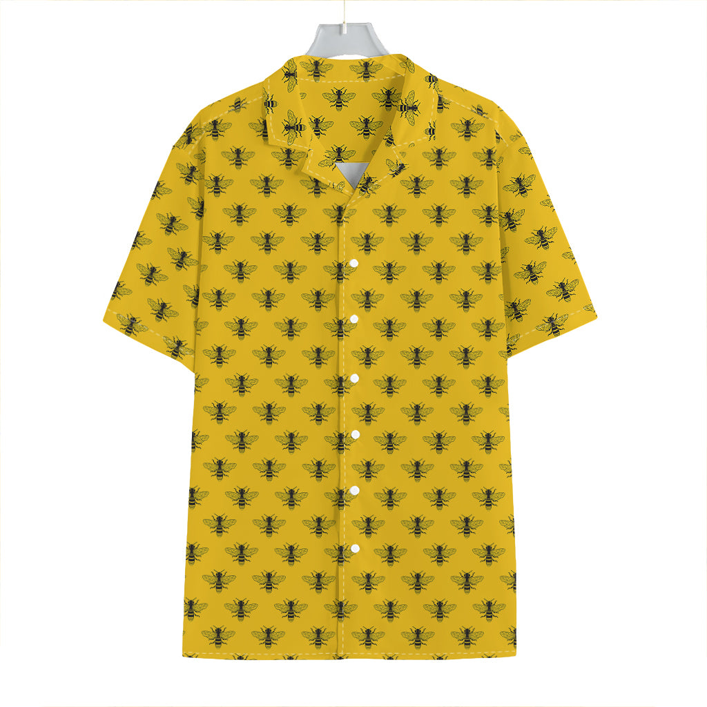 Yellow Bee Pattern Print Hawaiian Shirt