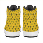 Yellow Bee Pattern Print High Top Leather Sneakers