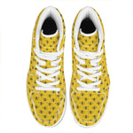 Yellow Bee Pattern Print High Top Leather Sneakers