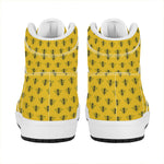 Yellow Bee Pattern Print High Top Leather Sneakers