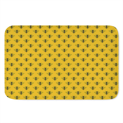 Yellow Bee Pattern Print Indoor Door Mat