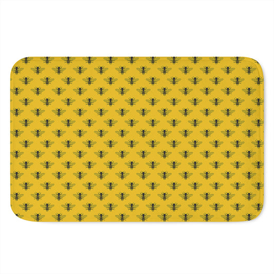 Yellow Bee Pattern Print Indoor Door Mat