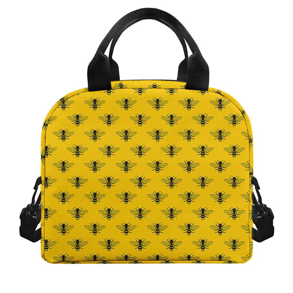 Yellow Bee Pattern Print Insulated Lunch Bag