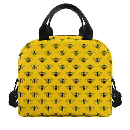 Yellow Bee Pattern Print Insulated Lunch Bag