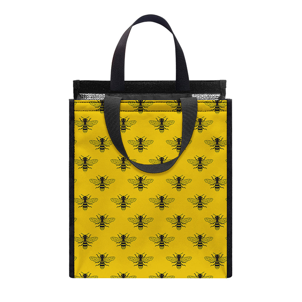 Yellow Bee Pattern Print Insulated Lunch Tote