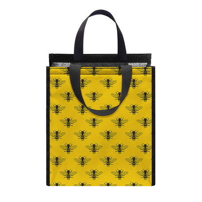 Yellow Bee Pattern Print Insulated Lunch Tote